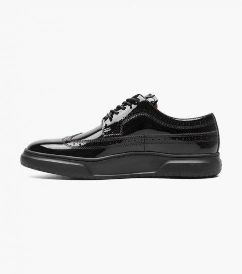 Florsheim Men's Premier Wingtip Lace Up Sneaker - Black Patent - Click Image to Close