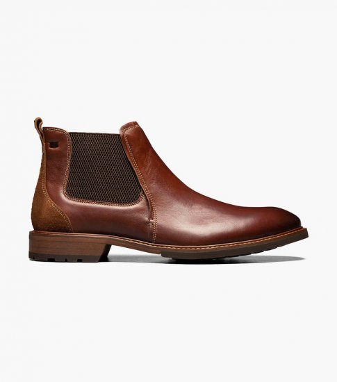 Florsheim Men's Lodge Plain Toe Gore Boot - Chestnut - Click Image to Close