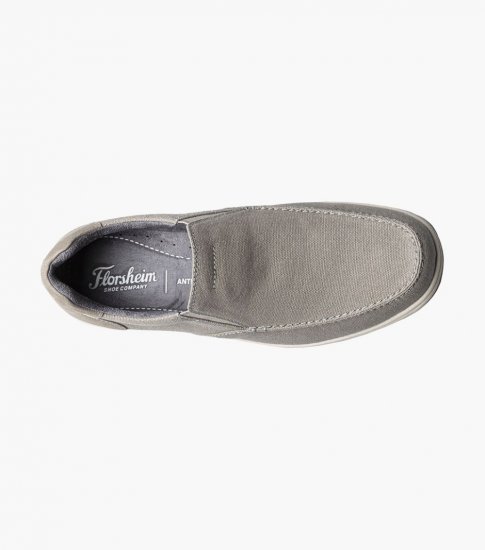 Florsheim Men's Lakeside Canvas Moc Toe Slip On - Gray - Click Image to Close