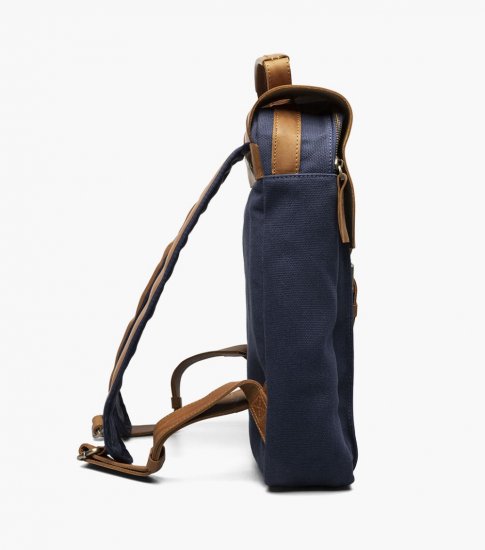 Florsheim Deigo Canvas/Leather Backpack - Blue - Click Image to Close