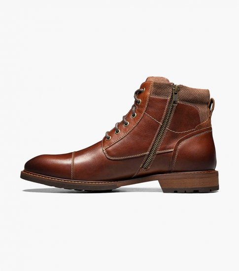 Florsheim Men's Lodge Cap Toe Lace Boot - Chestnut - Click Image to Close