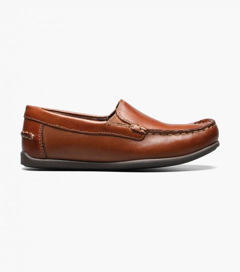 Florsheim Jasper Jr. Boys Moc Toe Venetian Loafer - Saddle Tan - Click Image to Close