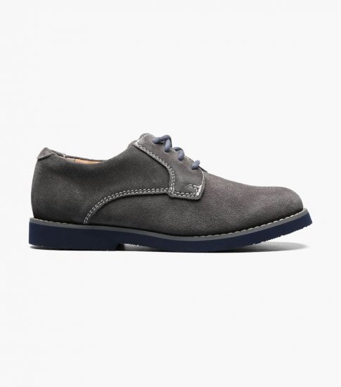 Florsheim Kearny Jr. Boys Plain Toe Oxford - Gray Suede - Click Image to Close