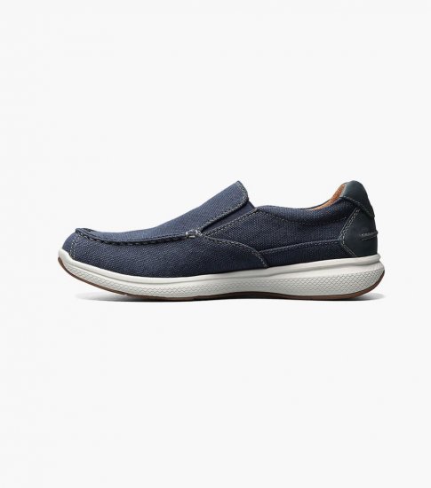 Florsheim Men's Great Lakes Canvas Moc Toe Slip On - Navy - Click Image to Close