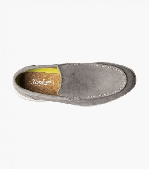 Florsheim Men's Hamptons Moc Toe Venetian Loafer - Gray Suede - Click Image to Close