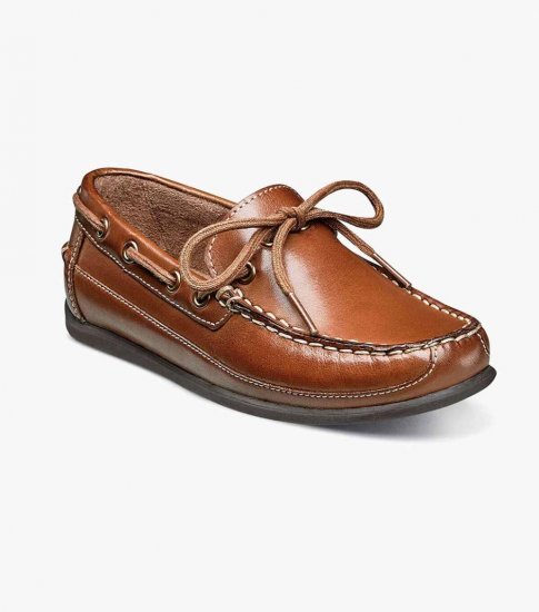 Florsheim Jasper Tie Jr. Boys Moc Toe Slip On Loafer - Saddle Tan - Click Image to Close