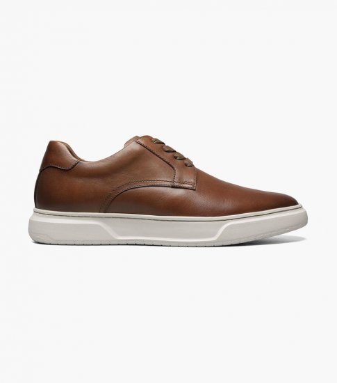 Florsheim Men's Premier Plain Toe Lace Up Sneaker - Cognac - Click Image to Close