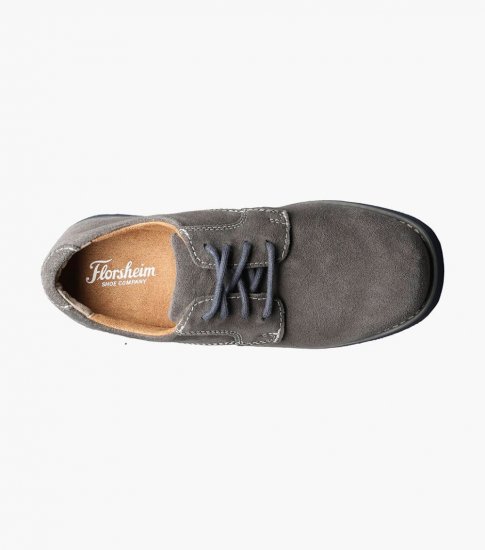 Florsheim Kearny Jr. Boys Plain Toe Oxford - Gray Suede - Click Image to Close