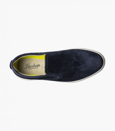 Florsheim Men's Premier Plain Toe Slip On Sneaker - Navy - Click Image to Close