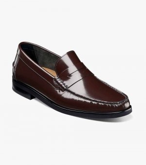 Florsheim Men's Berkley Flex Moc Toe Penny Loafer - Burgundy