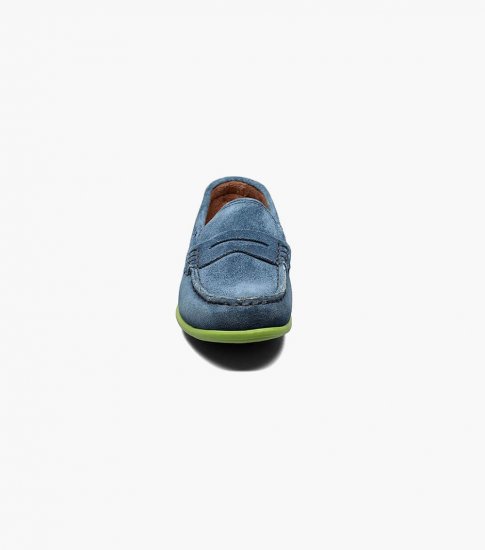 Florsheim Jasper Jr. Boys Moc Toe Penny Driver - Blue Suede - Click Image to Close