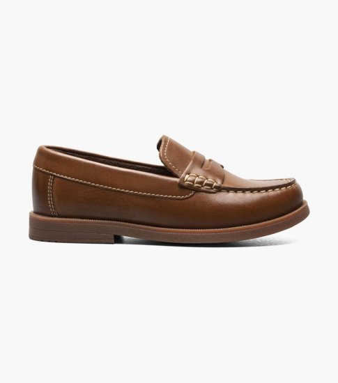 Florsheim Croquet Jr. Boys Moc Toe Penny Loafer - Cognac - Click Image to Close