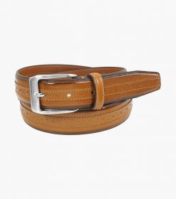 Florsheim Boselli Center Brogue Belt - Cognac