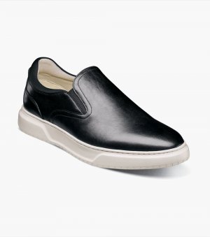 Florsheim Men's Premier Plain Toe Slip On Sneaker - Black