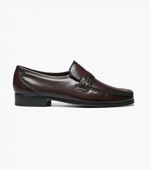 Florsheim Men's Como Moc Toe Strap Loafer - Black Cherry - Click Image to Close