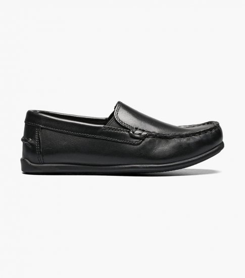 Florsheim Jasper Jr. Boys Moc Toe Venetian Loafer - Black - Click Image to Close