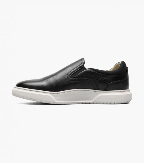 Florsheim Men's Premier Plain Toe Slip On Sneaker - Black - Click Image to Close