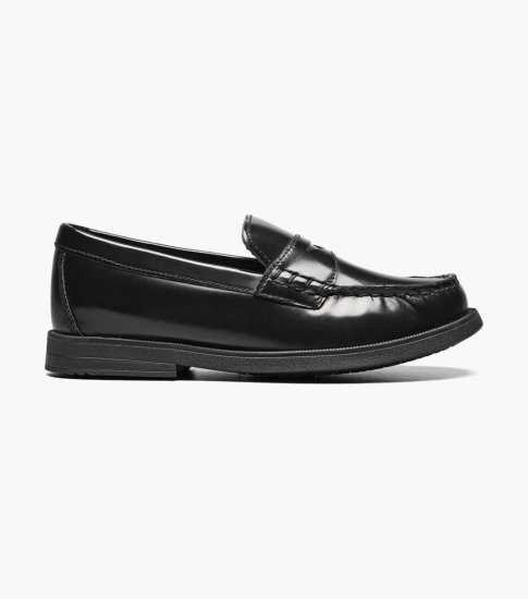 Florsheim Croquet Jr. Boys Moc Toe Penny Loafer - Black - Click Image to Close