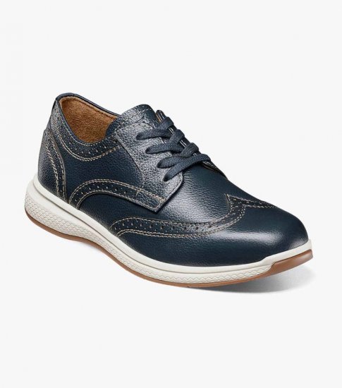 Florsheim Great Lakes Jr. Boys Wingtip Oxford - Navy - Click Image to Close