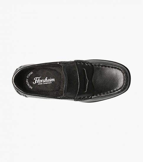 Florsheim Jasper Jr. Boys Moc Toe Penny Driver - Black - Click Image to Close