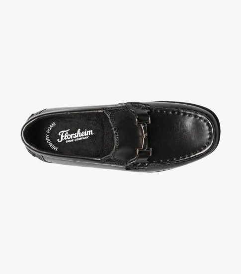 Florsheim Jasper Jr. Boys Moc Toe Bit Loafer - Black - Click Image to Close