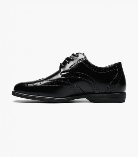 Florsheim Reveal Jr. Boys Wingtip Oxford - Black - Click Image to Close