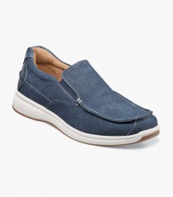Florsheim Men's Great Lakes Canvas Moc Toe Slip On - Navy Florsheim Men's Great Lakes Canvas Moc Toe Slip On - Navy