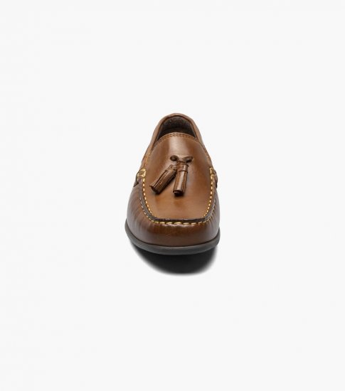 Florsheim Jasper Jr. Boys Moc Toe Drop Tassel Loafer - Saddle Tan - Click Image to Close