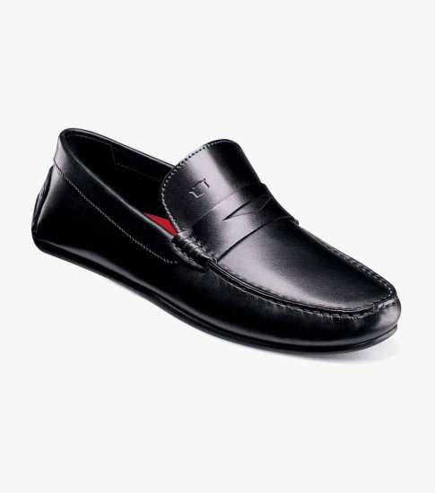 Florsheim Men's Egan Moc Toe Penny Loafer - Black - Click Image to Close