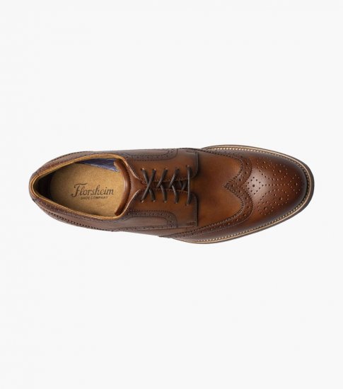 Florsheim Men's Rucci Wingtip Oxford - Cognac - Click Image to Close