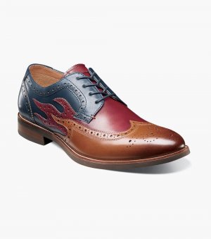 Florsheim Men's Uptown Spicy Wingtip Oxford - Cognac Multi