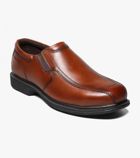 Florsheim Men's Coronis Work Steel Toe Brown Bike Toe Slip On - Brown - Click Image to Close