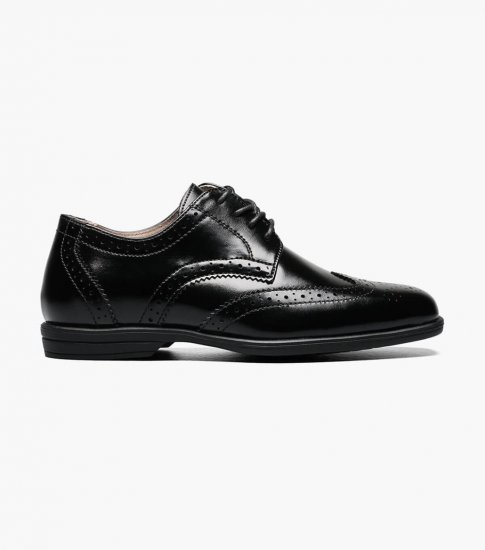 Florsheim Reveal Jr. Boys Wingtip Oxford - Black - Click Image to Close