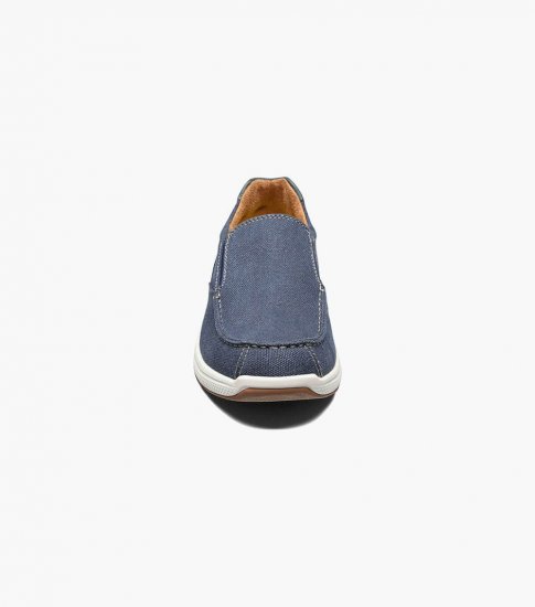 Florsheim Men's Great Lakes Canvas Moc Toe Slip On - Navy - Click Image to Close