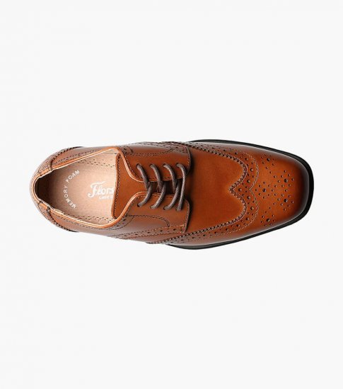 Florsheim Reveal Jr. Boys Wingtip Oxford - Cognac - Click Image to Close