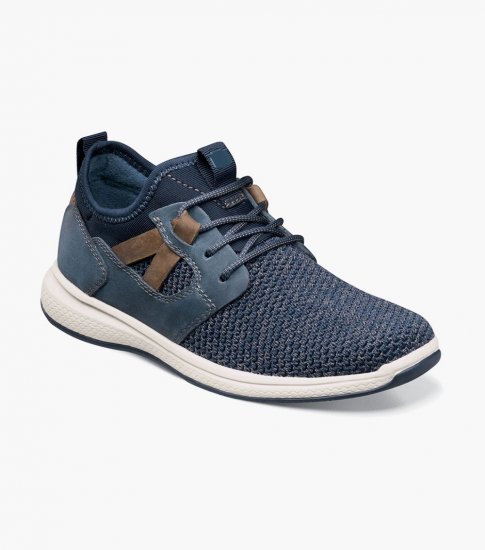 Florsheim Great Lakes Jr. Boys Knit Plain Toe Sneaker - Navy - Click Image to Close