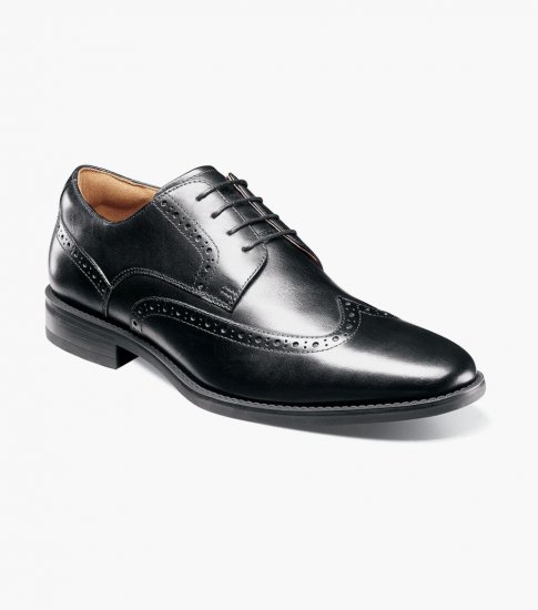 Florsheim Men's Santucci Wingtip Oxford - Black - Click Image to Close