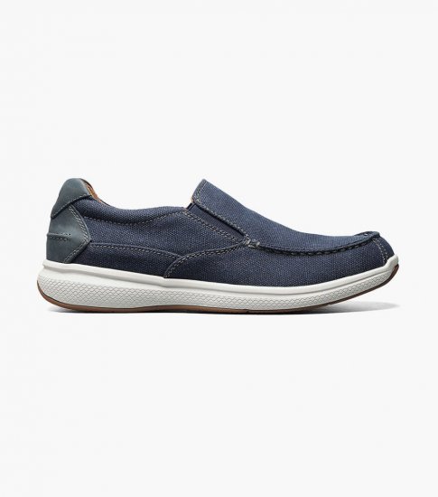 Florsheim Men's Great Lakes Canvas Moc Toe Slip On - Navy - Click Image to Close