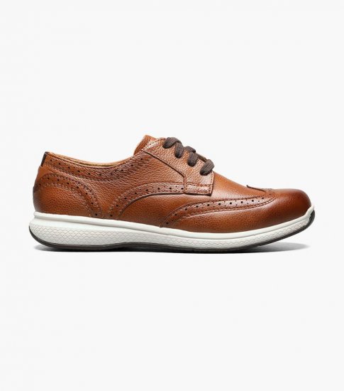 Florsheim Great Lakes Jr. Boys Wingtip Oxford - Cognac - Click Image to Close