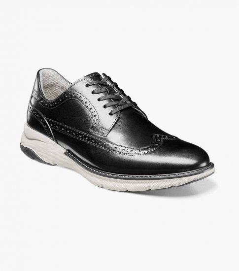 Florsheim Men's Frenzi Wingtip Oxford - Black - Click Image to Close