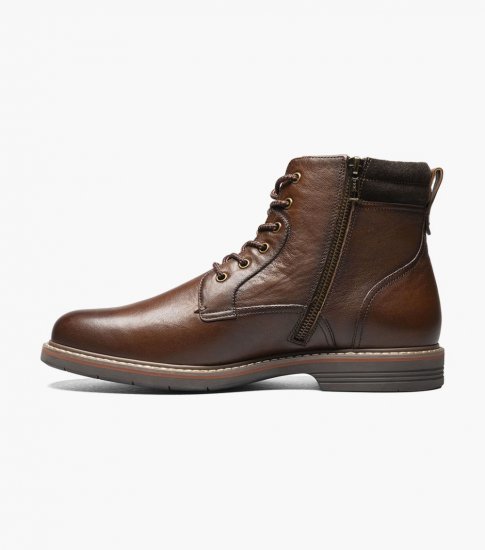 Florsheim Men's Norwalk Plain Toe Lace Up Boot - Cognac Tumbled - Click Image to Close