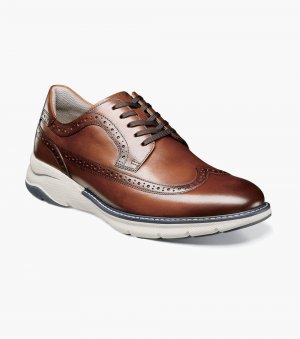 Florsheim Men's Frenzi Wingtip Oxford - Cognac Multi