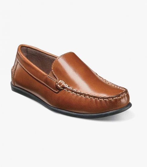 Florsheim Jasper Jr. Boys Moc Toe Venetian Loafer - Saddle Tan - Click Image to Close