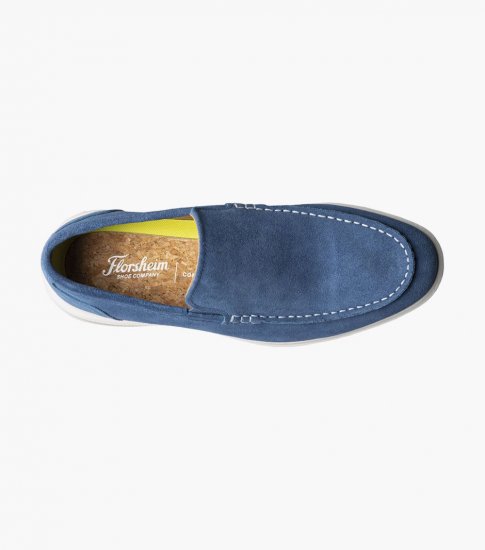 Florsheim Men's Hamptons Moc Toe Venetian Loafer - Blue Suede - Click Image to Close