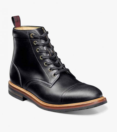 Florsheim Men's Foundry Cap Toe Boot - Black - Click Image to Close