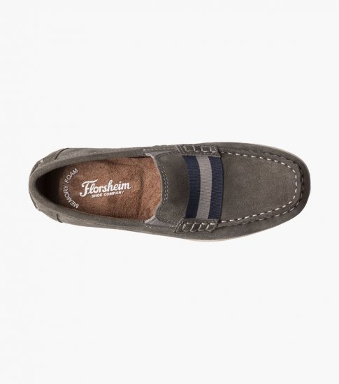 Florsheim Jasper Jr. Boys Moc Toe Strap Loafer - Gray Suede - Click Image to Close