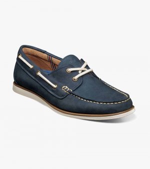 Florsheim Men's Atlantic Moc Toe Boat Shoe - Navy