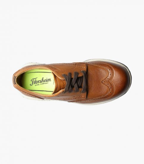 Florsheim Great Lakes Jr. Boys Wingtip Oxford - Cognac - Click Image to Close