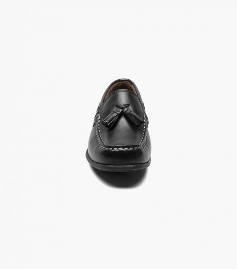 Florsheim Jasper Jr. Boys Moc Toe Drop Tassel Loafer - Black - Click Image to Close