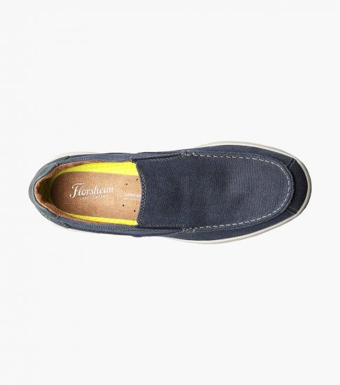 Florsheim Men's Great Lakes Canvas Moc Toe Slip On - Navy - Click Image to Close